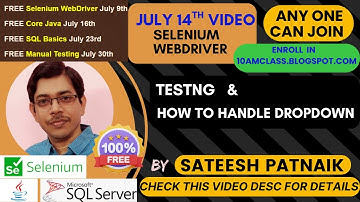 Free Selenium WebDriver & Manual Testing , SQL , Core Java |July 14th Video |👇Check Desc For Details