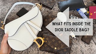 LET'S SEE WHAT FITS INSIDE THE DIOR SADDLE BAG! 🤍✨ LV Small Leather Goods? Iphone 13 Pro Max?