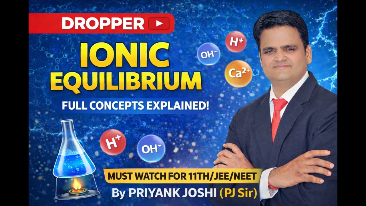 Ionic Equilibrium LEC 1 FOR DROPPER  Full Explanation  Masterclass 🧪 | NEET/JEE Chemistry | P.J. Sir