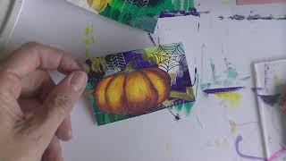 ATC With Pumpkin coloring. prismacolor
