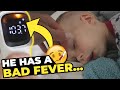 POOR BABY J! 🤒😭 Within 2 minutes he went from 98 degrees to 103.7. I HATE FEVERS!!