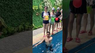 Poolside Masti Challenge! Bucket Balance Fun at the Pool😂 imming Squad Fun Moments #swimming #057