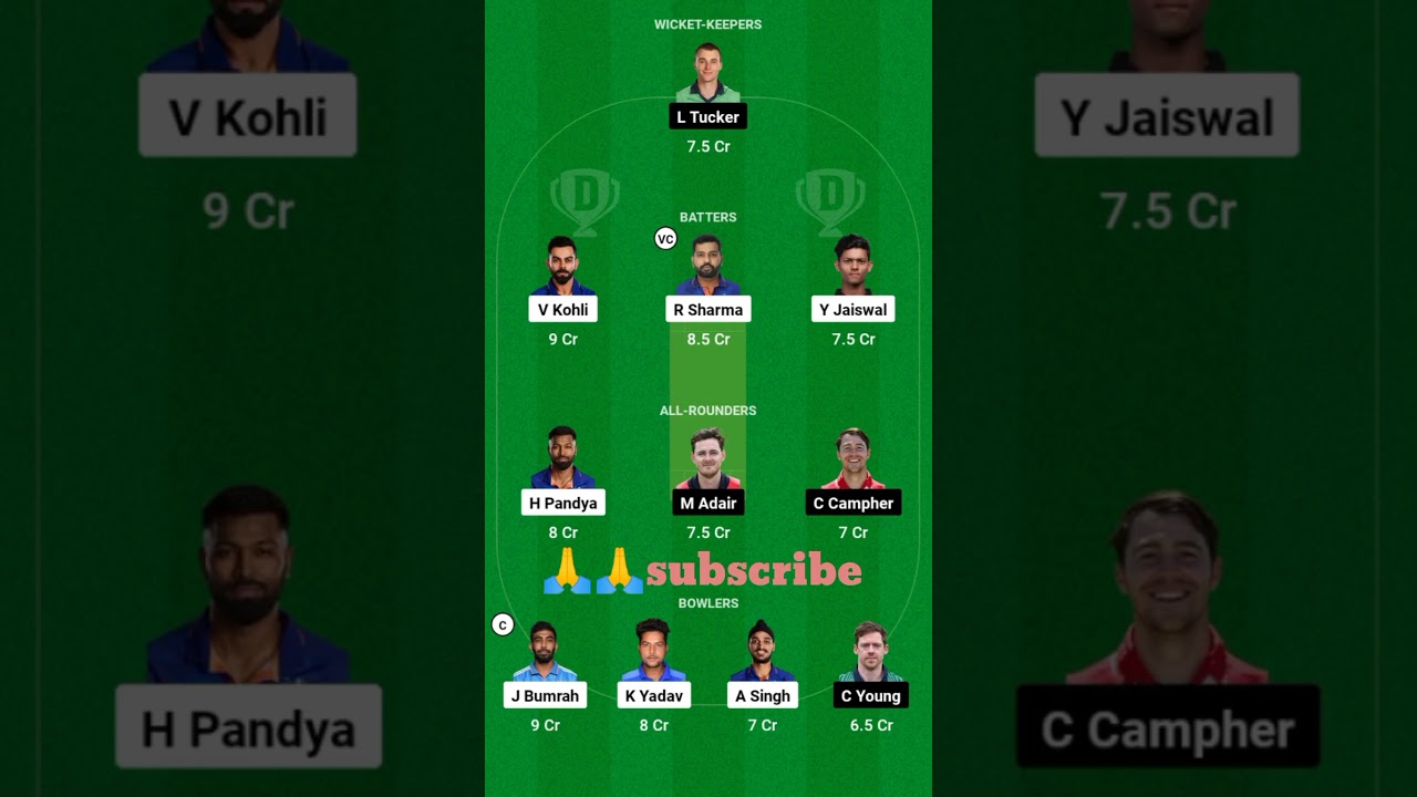 IND🆚 IRE Dreem 11team