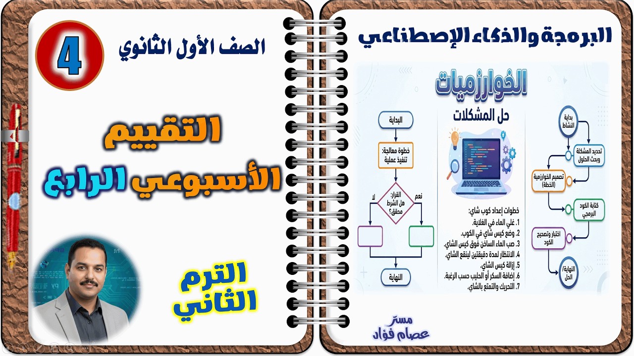 حل التقييم الإسبوعي الرابع لمادة البرمجة والذكاء الإصطناعي للصف الأول الثانوي ترم ثاني