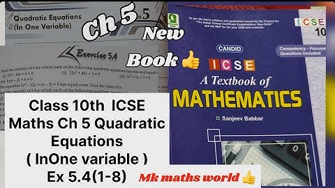 Class 10th Maths ICSE Ch 5 Quadratic Equations (in one variable) Ex5.4(1-8)👍