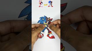 Creating Sonic X Shadow With Paper Art 🥰❤️ #satisfying #sonic #art