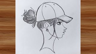 How to Draw a Girl with Hat for Beginners step by step | Pencil sketch | Beautiful Girl Drawing