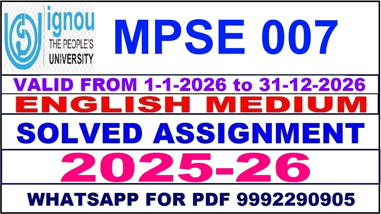MPSE 007 solved assignment 2025-26 in English || mpse 007 solved assignment 2026 || mpse7 2025-26