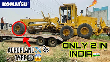 Grader है या जहाज✈️😱komatsu gd705A motor grader loading on trailer #tractor #jcb #motorgrader #cat
