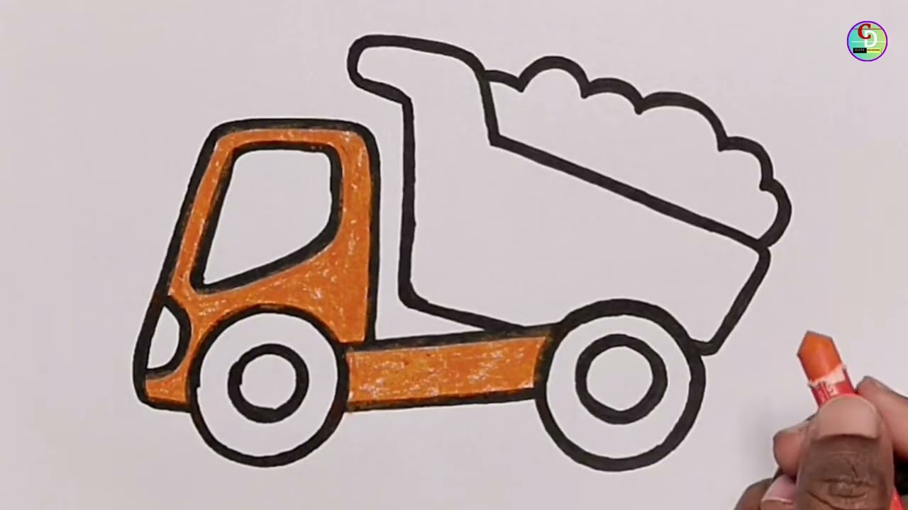 How to draw a dump truck easy for kids and toddlers | 