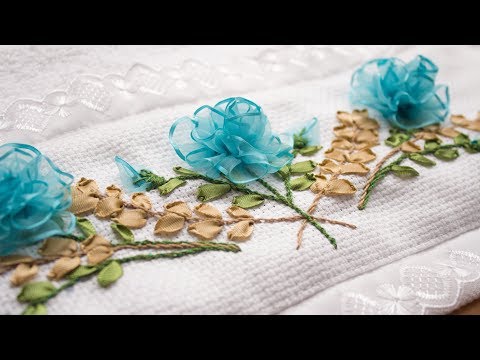 Flores de organza para decorar una toalla, lindas y faciles de hacer /Ribbon flower work