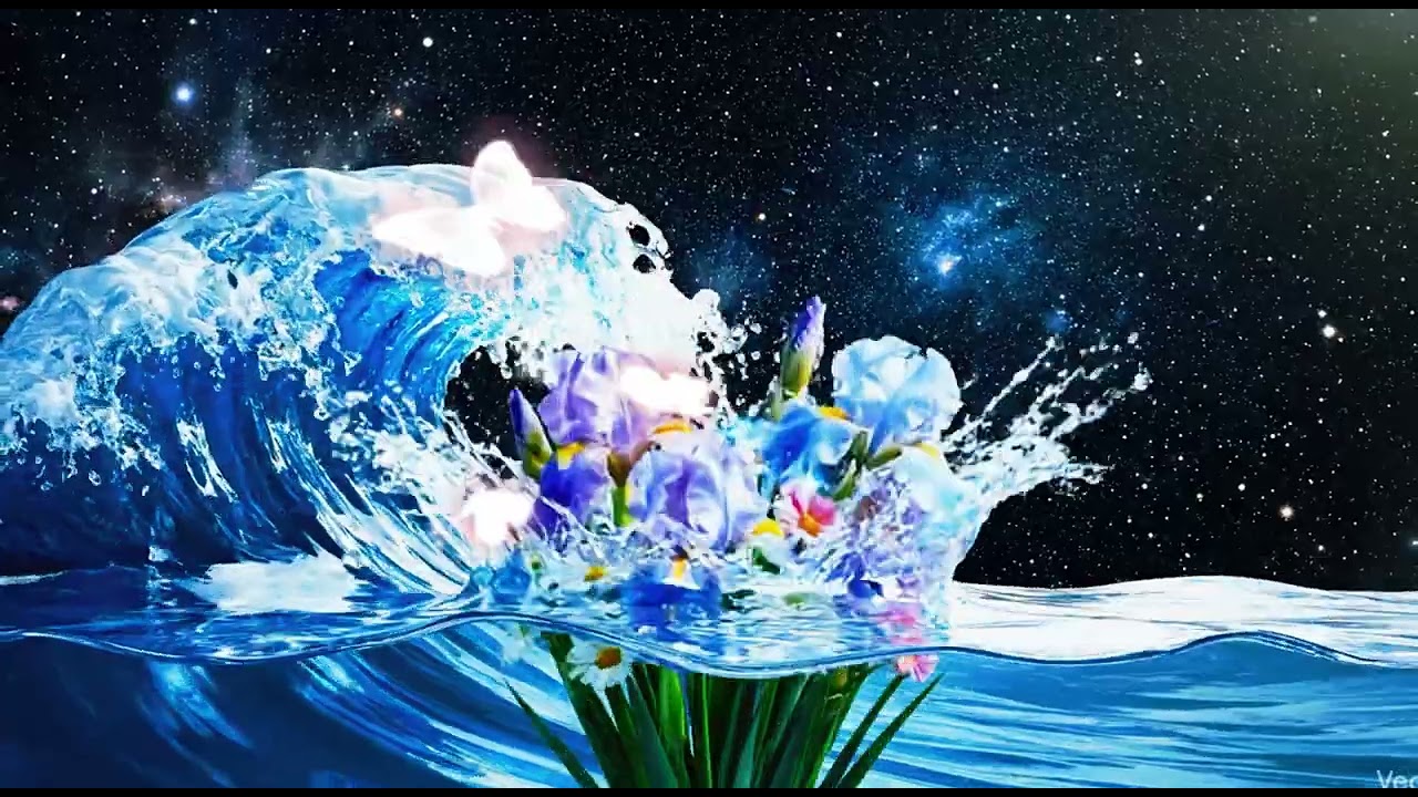 2 Hours Floating Flowers in Crystal Water with Sweet Flute & Gentle Piano | Relax, Sleep, Study 🌸💧🎶