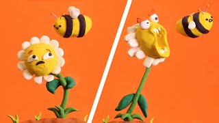 STOP MOTION - Flower Rages at Bee! - Claymation short