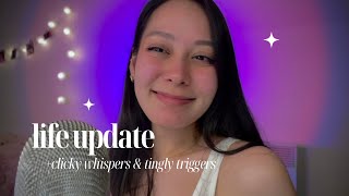 ASMR CLICKY WHISPERS + TINGLY TRIGGERS 💜 (whisper ramble life update)