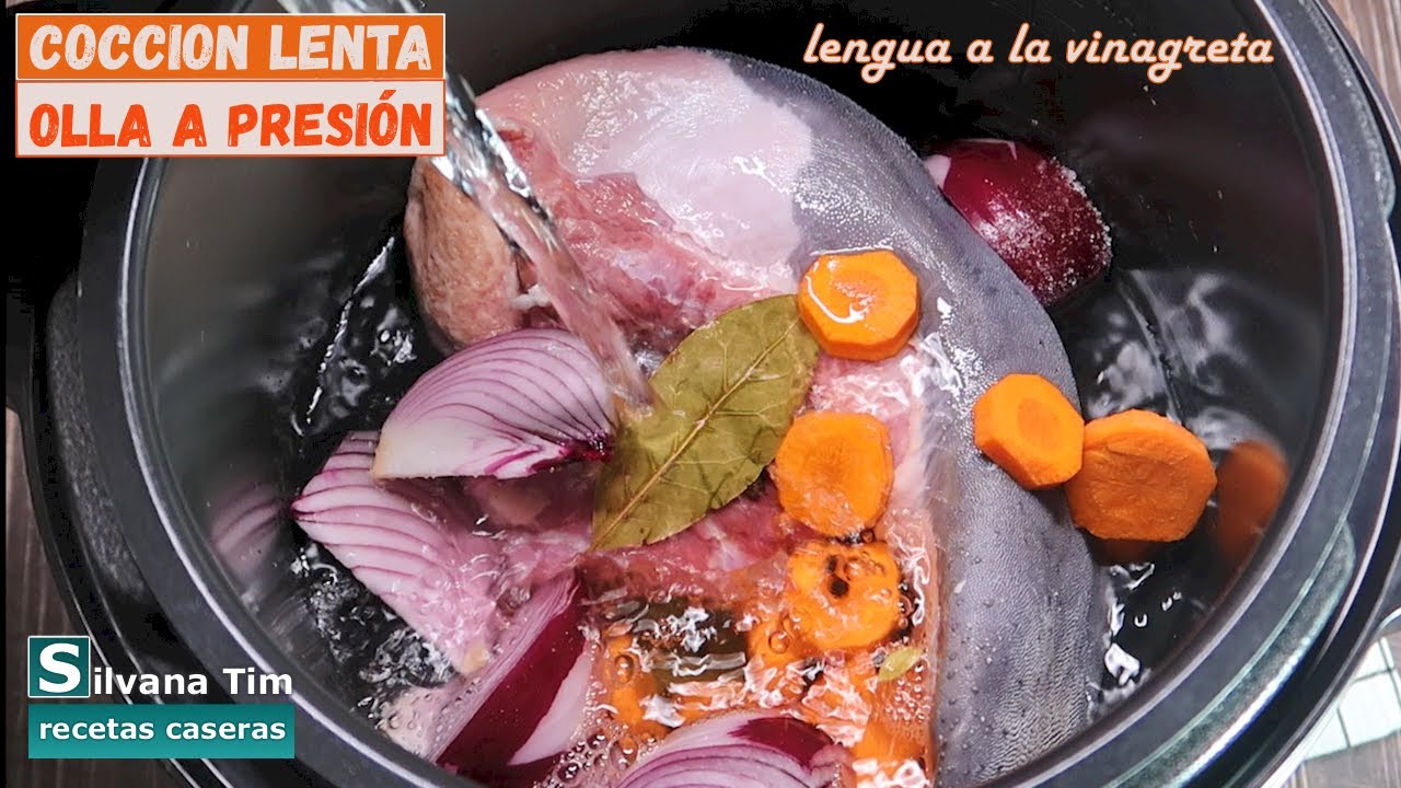 Lengua a la Vinagreta criolla - coccion larga en olla electrica a presión Atma. Receta facil.