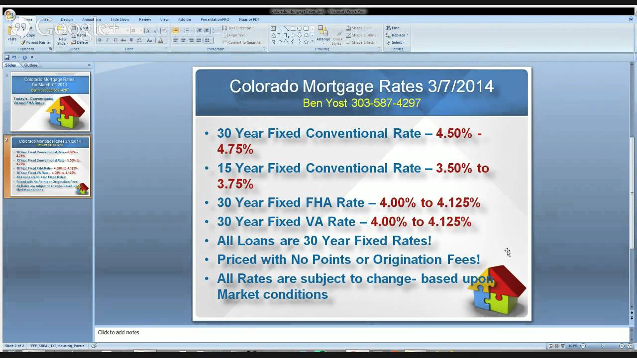 Current Colorado, Denver and Aurora CO Mortgage Rates for 372014 by