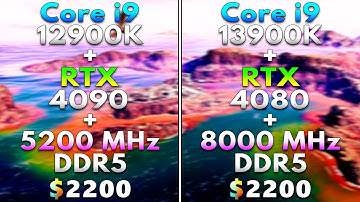 Core i9 12900K + RTX 4090 + 5200MHz DDR5 vs Core i9 13900K + RTX 4080 + 8000MHz DDR5
