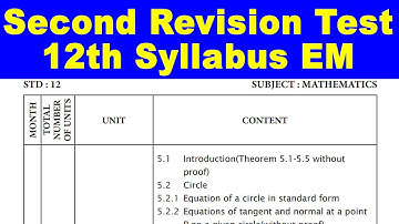 12th std Second Revision Test Syllabus 2022 [ All Subject ] English medium