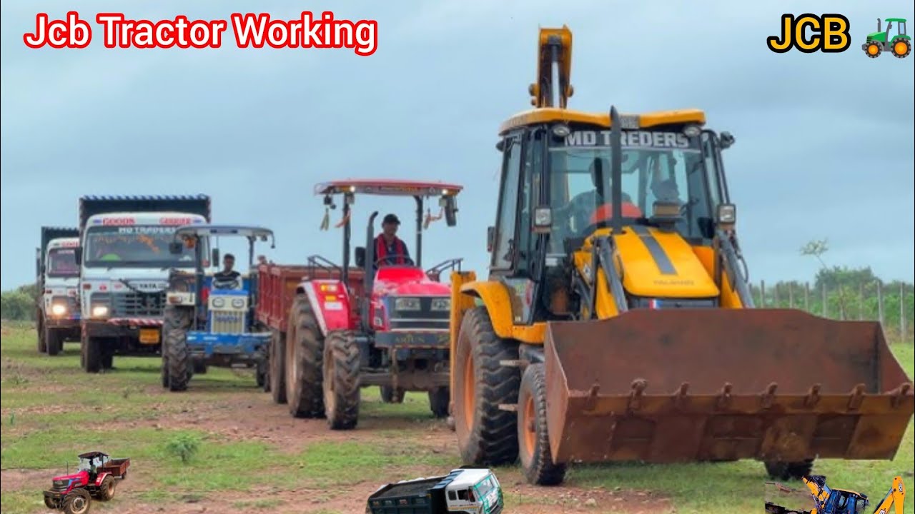 Jcb 3dx Backhoe Machine Mahindra Swaraj New Eicher Sonalika Tractor Over Loading Trolley Truck video