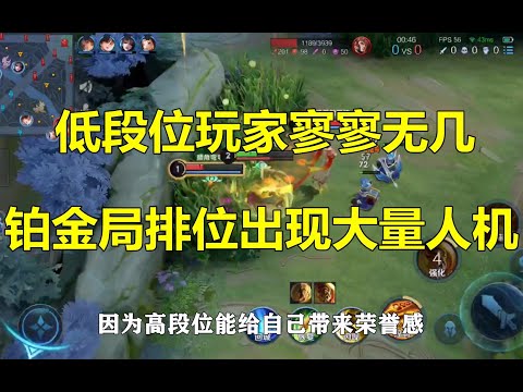 王者荣耀：低段位玩家寥寥无几，铂金局排位出现大量人机