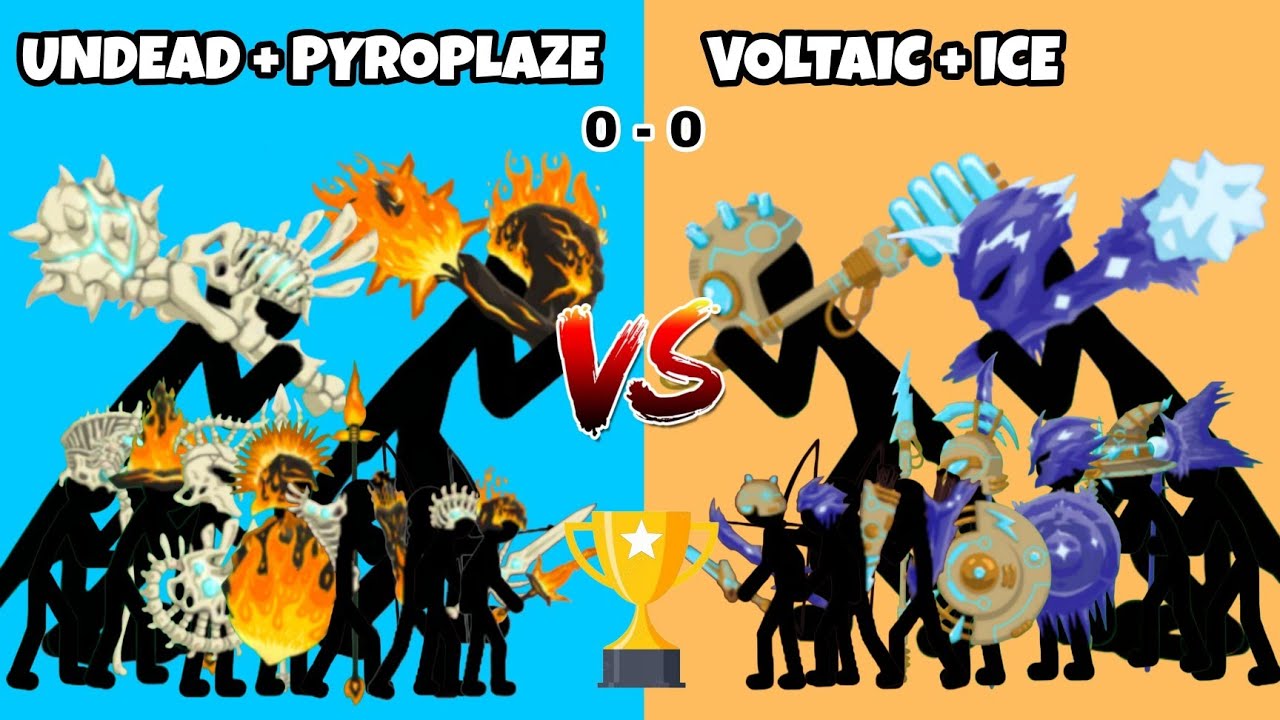 Pyroplaze + undead vs voltaic + ice - stickman costume tournament - stick war legacy 