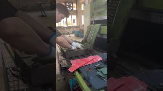 Two-color vulcanized rubber soles in production