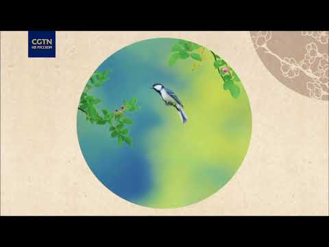 Красивая картина цветов и птиц