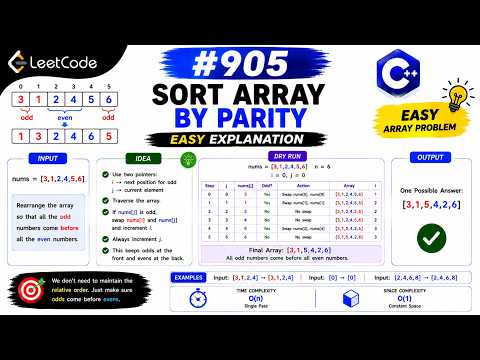 🚀 LeetCode 905 | Sort Array By Parity | Easy C++ Explanation