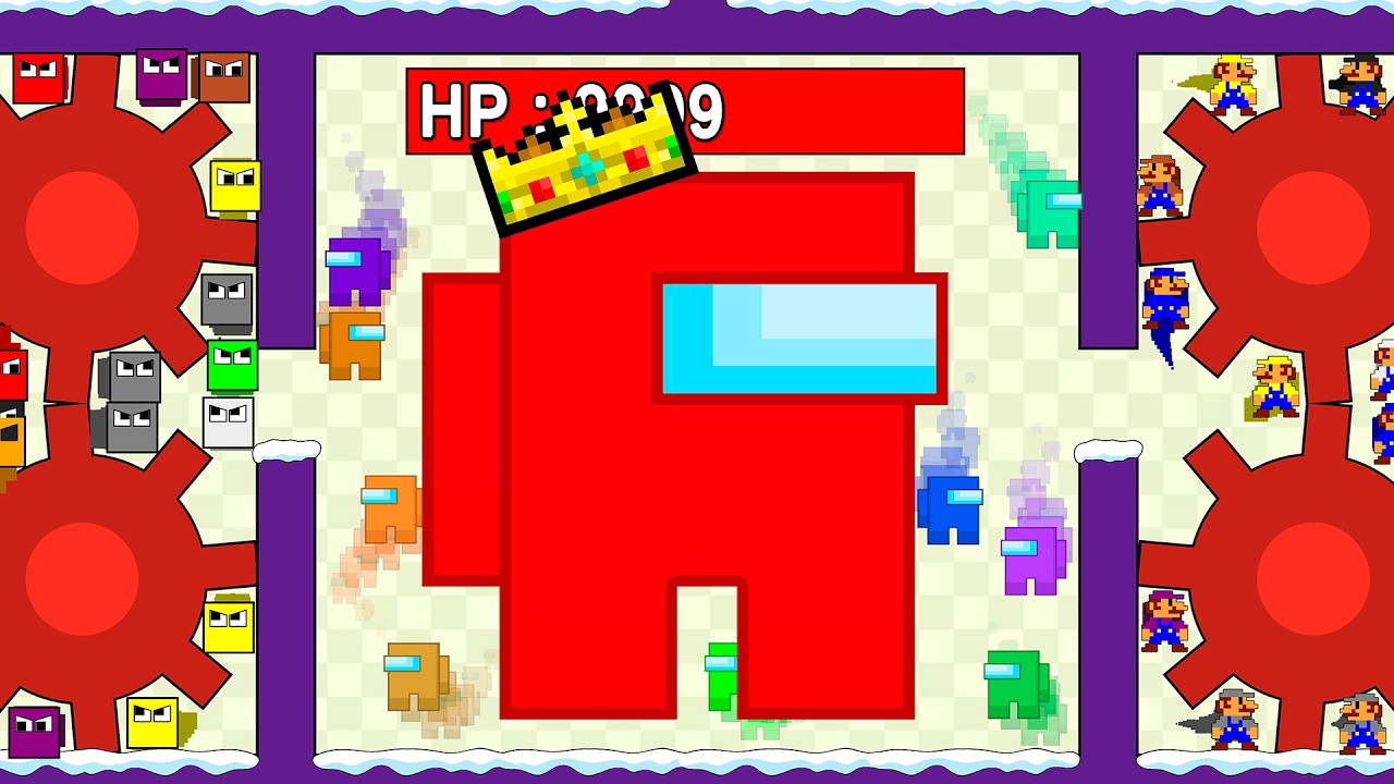 50 Square League VS 50 Super Mario - Among Us Boss 9.999 HP