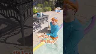 What's the Best Pool Music? BLIPPI! Hey Siri, Play Blippi! 🟠🔵 #shorts #blippi #shorts