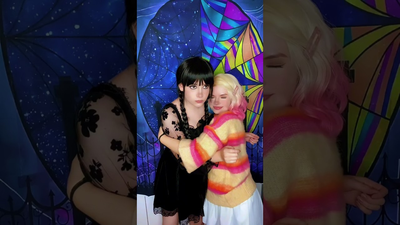You need a hug! | Enid Sinclair and Wednesday Addams @witchera_ #cosplay | #Wednesday #netflix