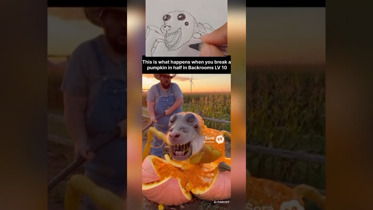 You break a pumpkin in Backrooms LV 10 - Drawing (AI Parody)