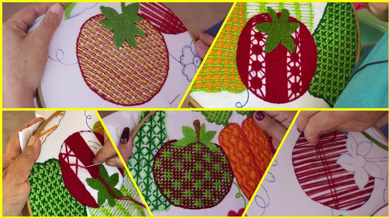 👀¡LAS MEJORES 3 PUNTADAS para BORDAR JITOMATES!🍅 BORDADOS PARA PRINCIPIANTES💖