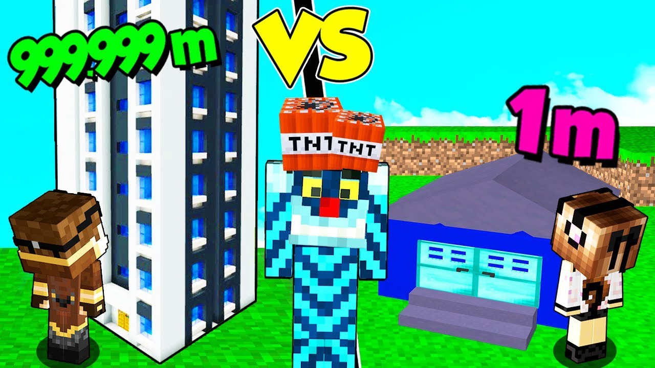 CASA GRATTACIELO CONTRO CASA SCHIACCIATA SU MINECRAFT!!!