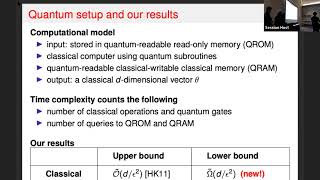 QIP 2022 | Quantum Algorithms and Lower Bounds for Linear Regression with Norm ... (Yanlin Chen)