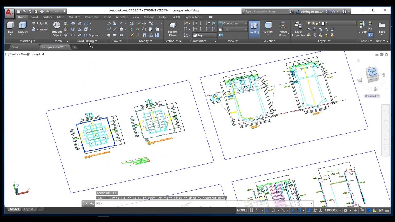 DIBUJO 3D TANQUE IMHOFF