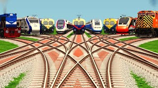 Indian Train Crossing At Railway New Junction Tracks // Realistic Real Railroad // trains video game