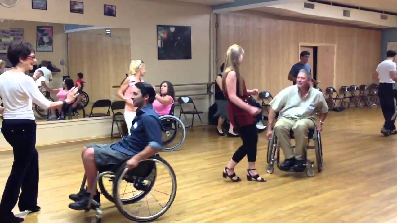 Early wheelchair salsa workshop