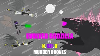 Evolved Godzilla Vs. N, Uzi, And V Murder Drones Stick-Nodes Animation