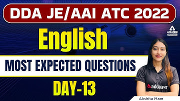 DDA JE/AAI ATC 2022 | English | Most Expected Questions #13