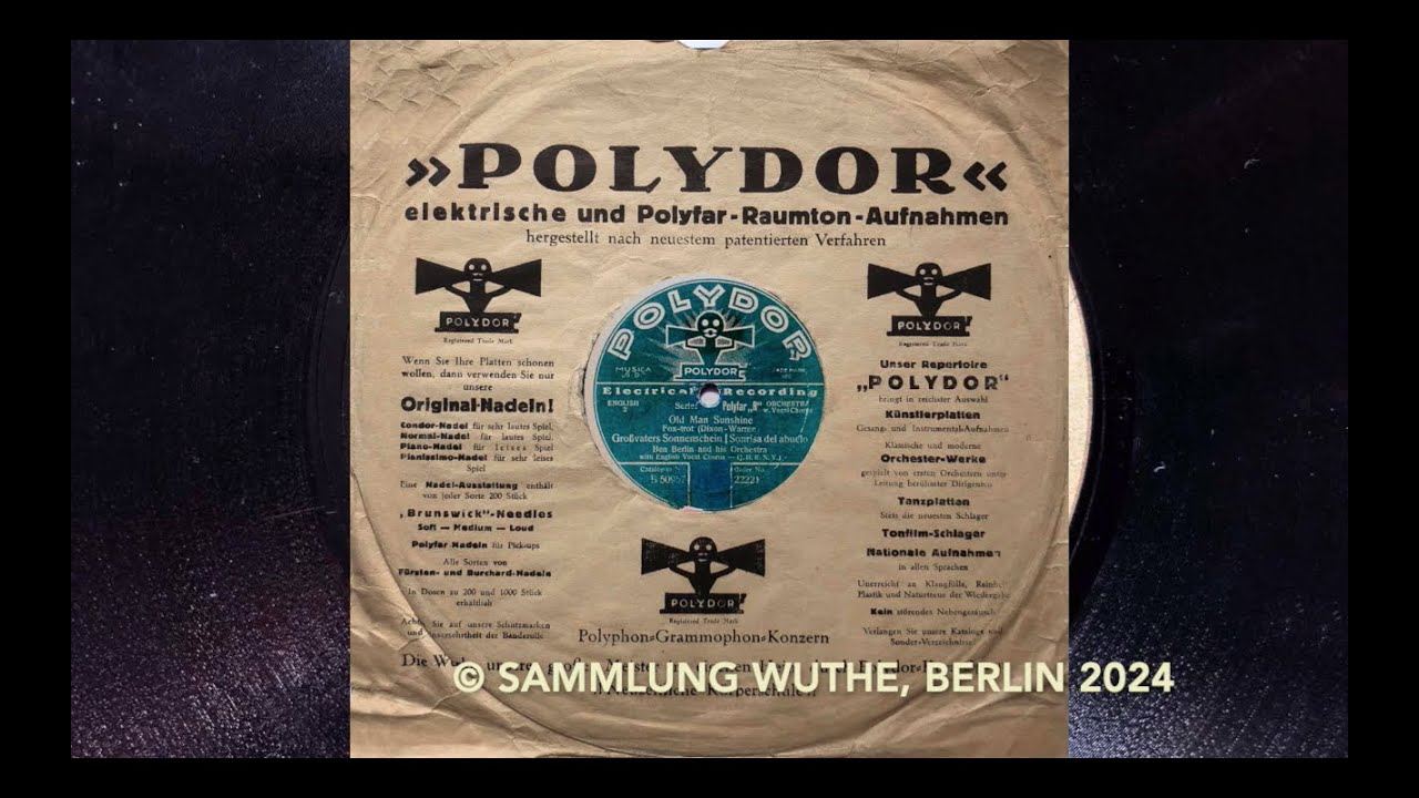 Berlin Jazzband: BEN BERLIN - TONY MORELLO - Old Man Sunshine 1929