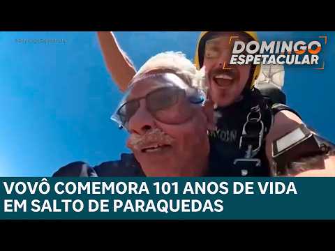 Você Viu Essa? Veterano de 101 anos celebra aniversário com salto de paraquedas