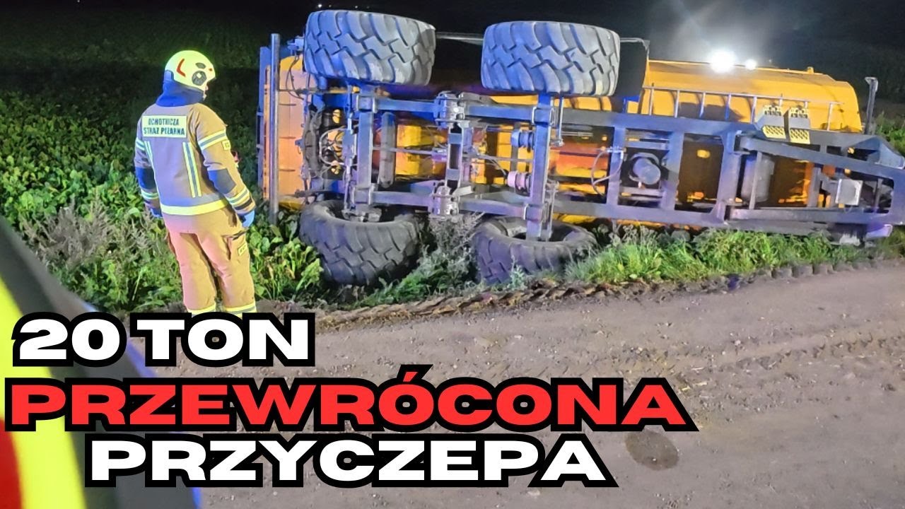 PRZEWRÓCONA PRZYCZEPA ZE ZBOŻEM Wyjazd Alarmowy OSP!!!