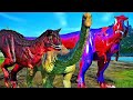 NEW ISLAND BATTLE &amp; BREAKOUT Spiderman Tyrannosaurus Rex, Demonic Spino and Majungasaurus - JWE Game