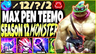 Our Max Pen Teemo Build is a NEW Season 12 MONSTER ~ Delete All EASILY 🔥 LoL Top Teemo s12 Gameplay