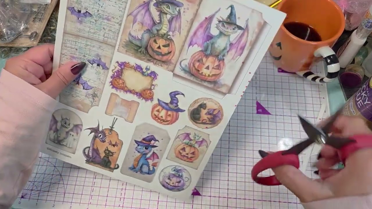 Halloween craft n chat with me! 🎃 Using a free printable from Rickety Snippets  🐦‍⬛👻✨