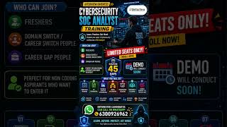 Cybersecurity SOC Analyst new batch alert #cybersecurity #socanalyst #cybersecuritycourse #job
