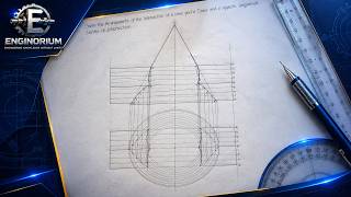 INTERSECTION OF A CONE AND SQUARE PRISM | Curves of Intersection | Engineering Drawing