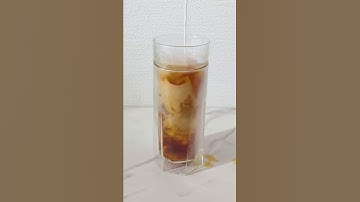 Making a refreshing iced latte ASMR☕🧊🥛 #asmr #coffee #asmrsounds #icedcoffee