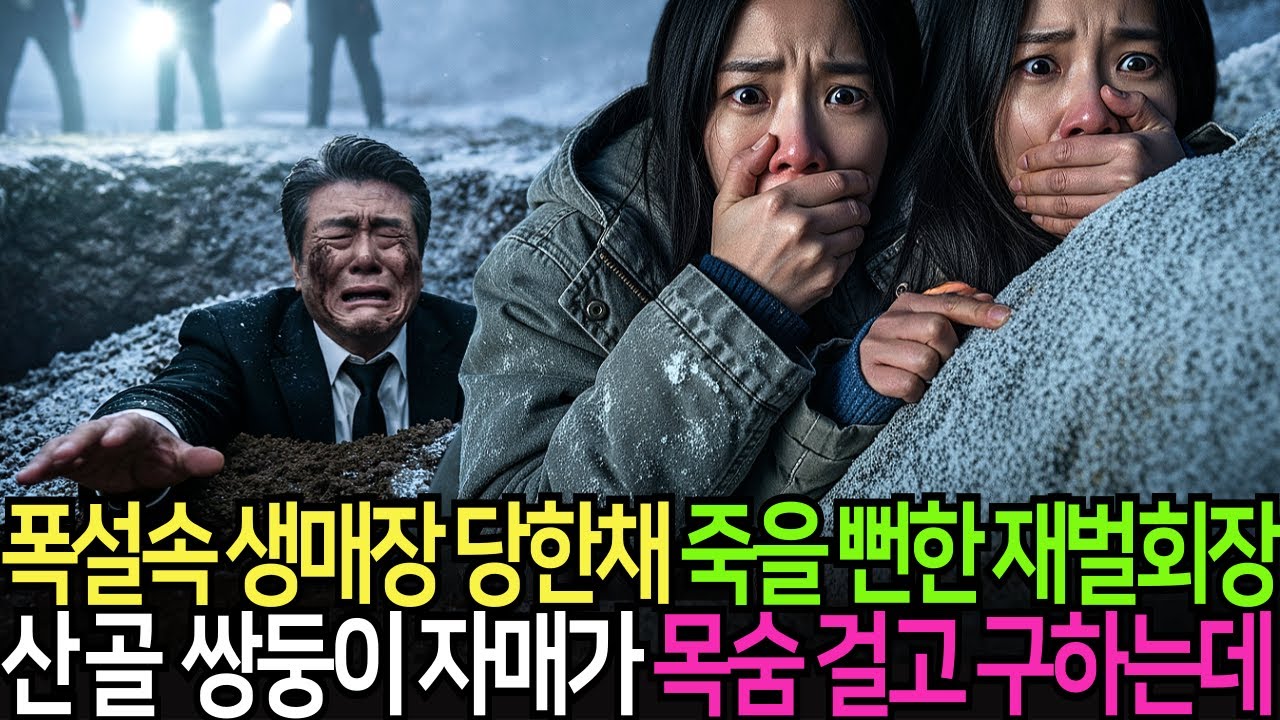 폭설속 생매장 당한채 죽을 뻔한 재벌회장, 산골 쌍둥이 자매가 목숨 걸고 구하는데